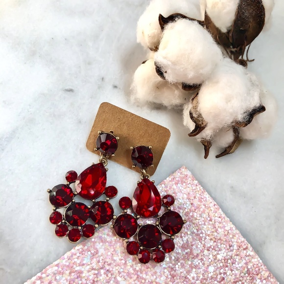 Jewelry - Red Crystal Chandelier Earrings